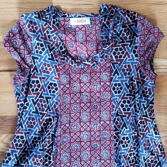 Biba 100% Cotton Printed Ajrakh Indian Dress Tunic Kurta. Chest: 36-37” Size S-M - Picture 5 of 9